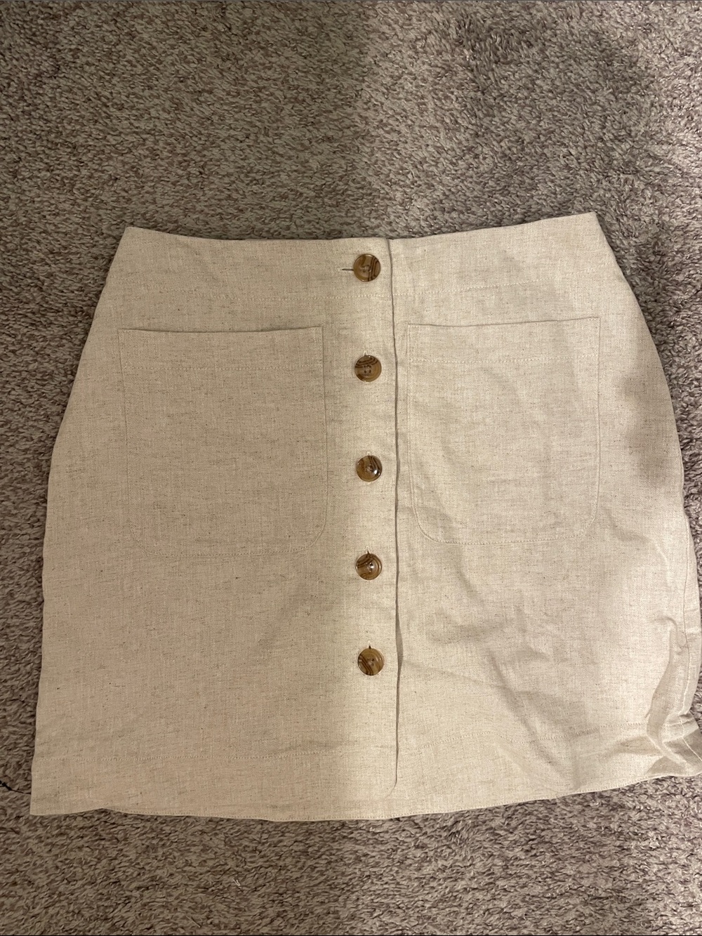 Banana Republic Natural Linen-Blend Button-Front Mini Skirt size 0